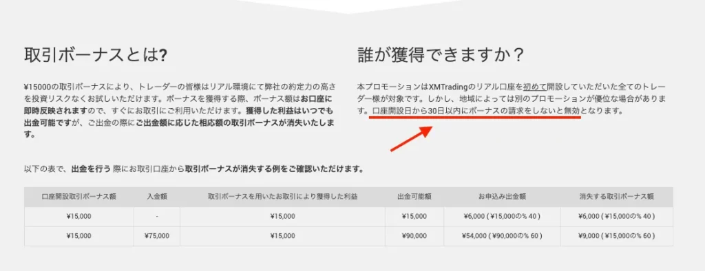 ボーナスには有効期限がある